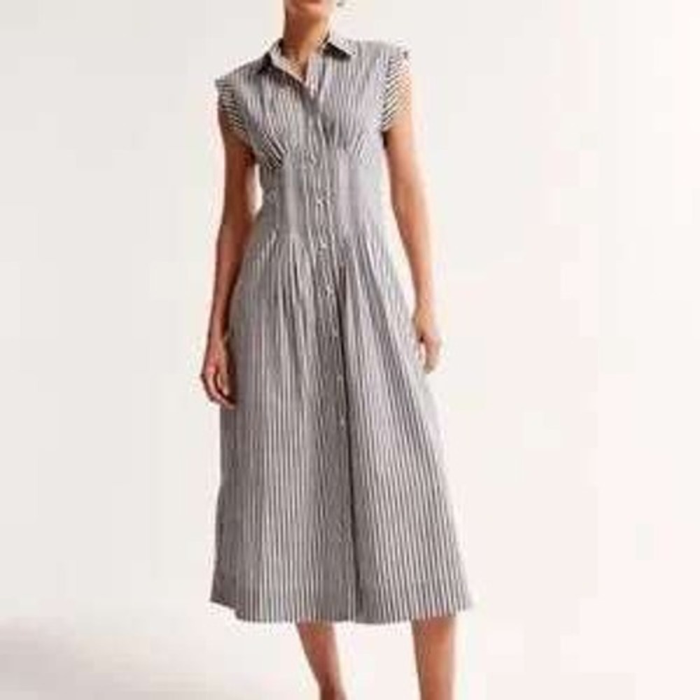 SOLD: NWOT Abercrombie & Fitch XLT Striped Maxi Dress Sleeveless Button Down